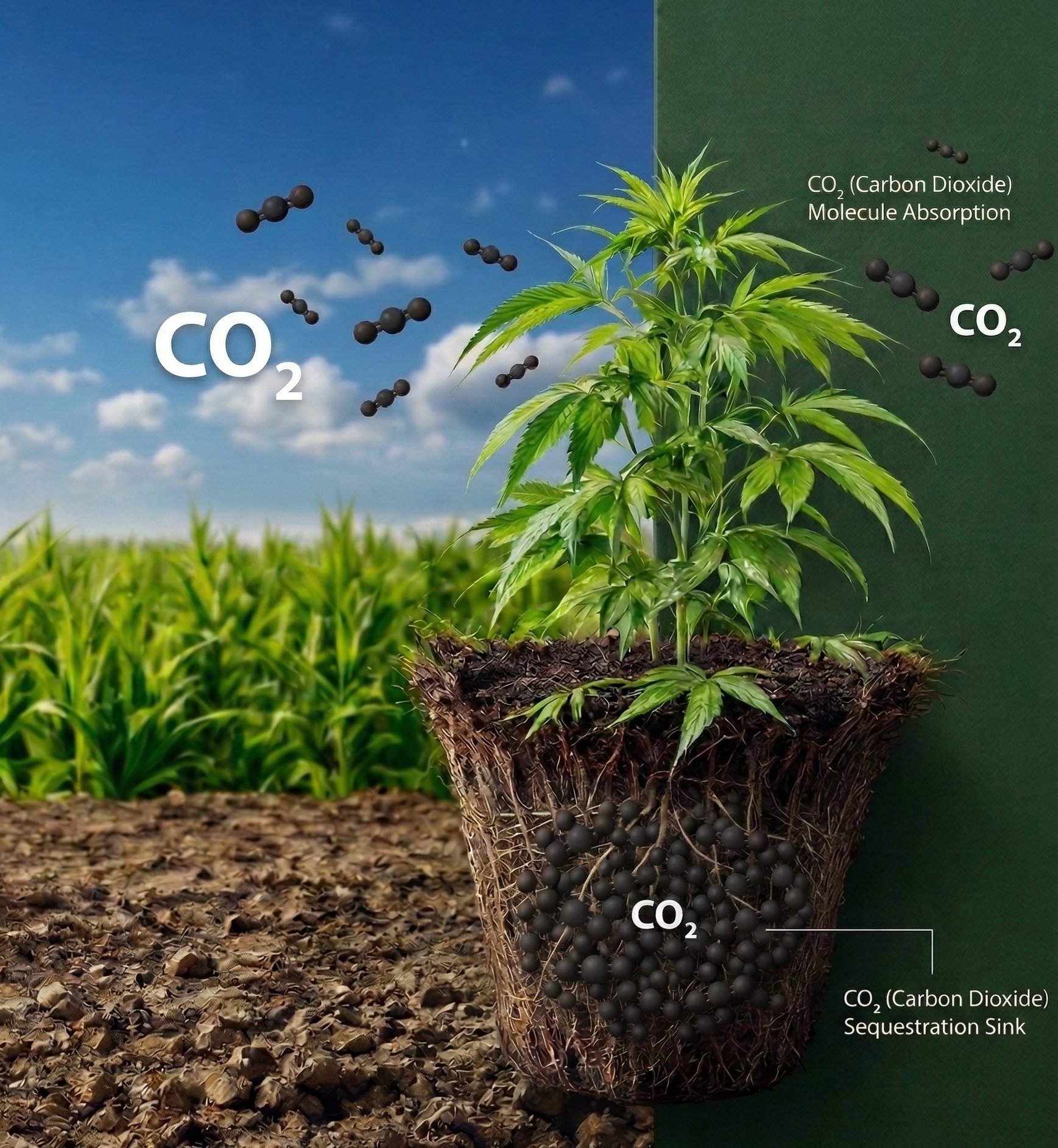 Hemp plant absorbing CO2 — carbon credits and packaging guide