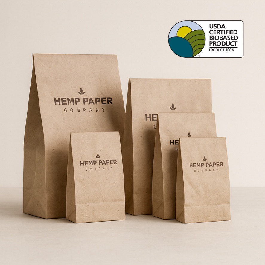 USDA Certified Biobased hemp paper bags